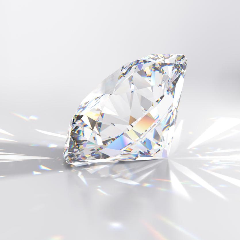 Labordiamant liegt auf der Seite und glitzert